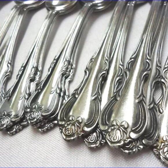 PRINCESS Stainless Flatware Set - Rose Pattern - Japan - 11+ 5pc PlaceSettings - Picture 6 of 16